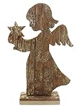 Stabiler Sockel FRANK FLECHTWAREN Holz-Figur Engel mit Stern