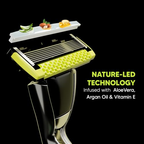 Image of LetsShave Pro 7 Max Razor for Men (1 Handle + 1 Blade) | World's First & Only 7-Blade Razor for Men | Honeycomb Guard, Open Flow Design & Nature Infused Lubrication Strip | With Travel Cap