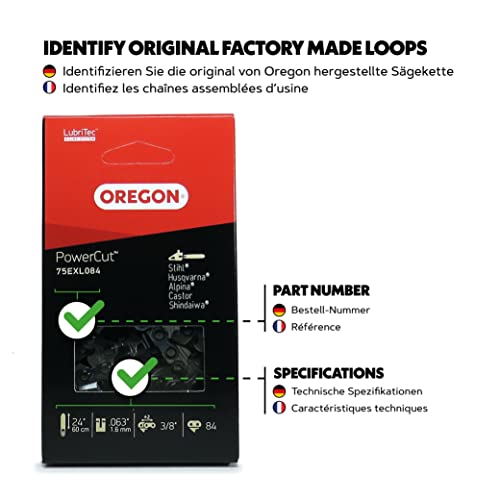 Oregon PoweCut 75EXL PowerCut Saw Chain for 60 cm Blade with 84 Drive Links Full Chisel Suitable for Alpina, Stihl Chainsaws 5 Oregon PoweCut 75EXL PowerCut Saw Chain for 60 cm Blade with 84 Drive Links Full Chisel Suitable for Alpina, Stihl Chainsaws - Image 5