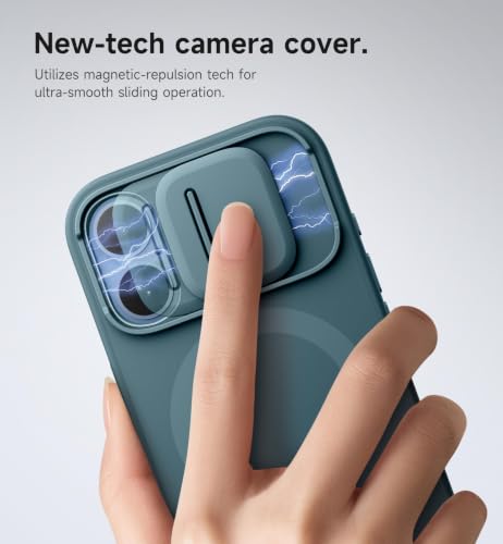 Image of SURITCH for iPhone 17 Case with Camera Control Cover, Camera Slide Cover and Adjustable Kickstand, Compatible with MagSafe, Shockproof Bumper Protective Cases 6.3 Inch, Lake Green