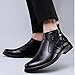 SIYAKE Men's Genuine Leather Chelsea Boots with Buckle Strap Autumn Winter Fashion Side Zipper Comfortable Fur Lining Business Oxford Boots Casual Dress Chukka Boots (Black,11)