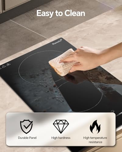 Image of Ranein GEN II 12 Inch 2 Burner Electric Cooktop, Max 3000W 240V Ceramic Panel Built-in Electric Stove Top, with Child Safety Lock, Timer, Over-Temperature Protection