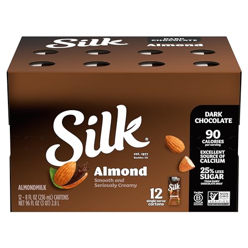 Silk Shelf-Stable Almond Milk Singles, Dark Chocolate, Dairy-Free, Vegan, Non-GMO Project Verified, 8 oz. (Pack of 12) - Thumbnail 2