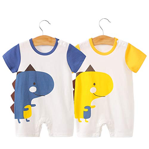 YFYBaby 2-Pack Kids Unisex Baby Boy Girl Summer Onesies Clothes Short Sleeves Toddle Rompers Cotton Bodysuits Pajamas