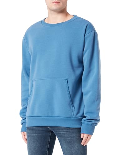 Pull homme tricot col rond bleu denim M, idéal pour le bureau et les sorties