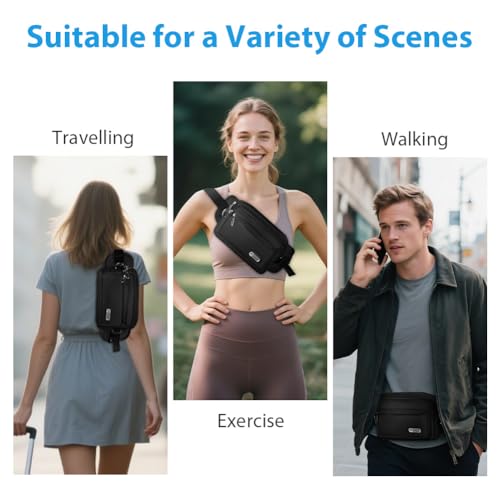 Flintronic Gürteltasche für Damen und Herren, wasserdichte Bauchtasche, mit 5 Reißverschlusstaschen, für Spaziergänge mit Hunden, Wandern, Laufen, Reisen und Urlaub
