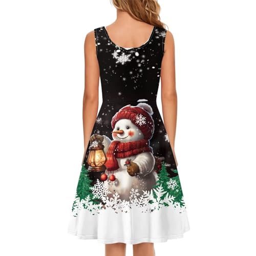 Image of TOADDITDO Women's Sleeveless O Neck Beach A-Line Party Coctail Tank Dresses Flared Sundress