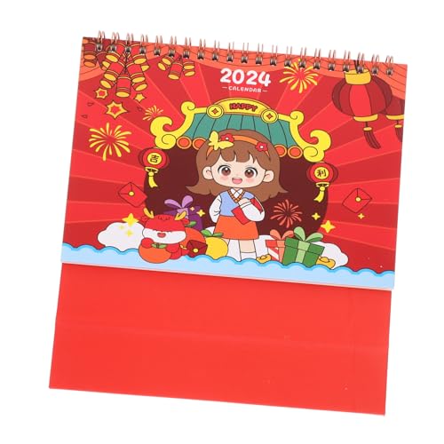 EXQUIMEUBLE 年かわいいカートゥーン卓上カレンダー コンパクトで軽量な月間デスクカレンダー オフィスや自宅の装飾にで贈り物にも