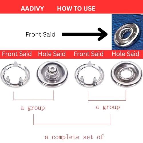 Image of AAMATY Round Head Snap Button Fastener Set with Pliers Tool (100 Sets) - Metal Press Studs for Clothes, Leather, Bags, DIY Craft - Stainless Steel Fasteners with Storage Box (Silver)