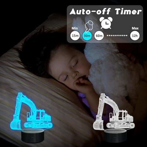 Excavator 3D Night Light LED avec télécommande pour chambre garçon - 4