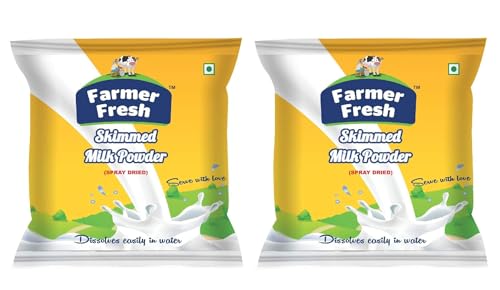 Image of Farmer Fresh Skimmed Milk Powder - 500g x 2 Packs (Total 1kg) - 100% Pure, All-Natural, Non-Fat Dry Milk - Ideal for Tea, Coffee, Baking & Everyday Use