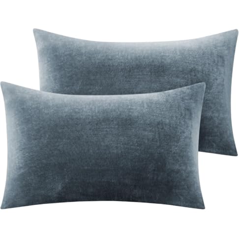 Image of Sands Premium Ultra Soft Woollen Pillow Cover Set of 2 for Winter with Zipper Closure, Cozy Pillow Case Perfect for Warmth, Flannel Warm Pillowcases, King size-18X28 Inches (Grey)