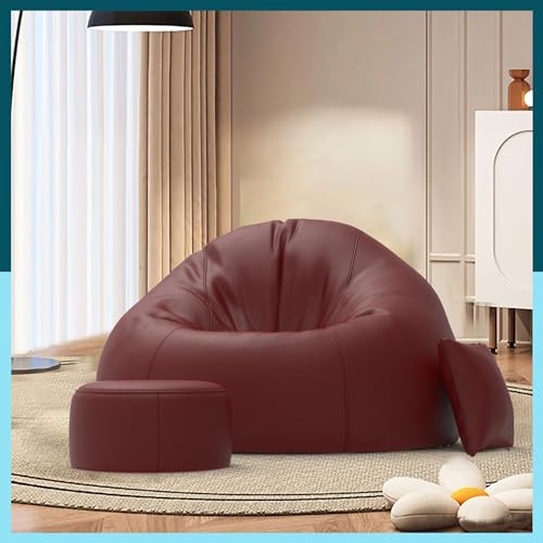 Image of Biggie Bean Bag with Beans Filled 6XL Bean Bag Sofa with Free Cushion Footrest - Official : BeanDelight Combo (Matching Color : Regular, Maroon)