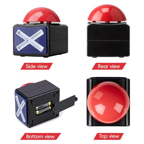 Game Answer Buzzer Alarm Button Box with Sound Light Party Contest Prop Toy, Trivia Quiz Got Talent Buzzer for Kids Adult (2pc)