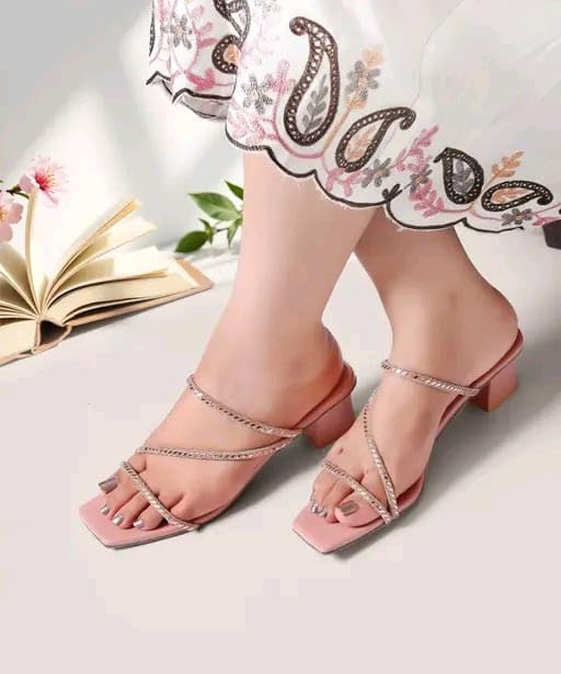 Image of Women's Fancy Patent Leather Heel Sandals - Fabulous Design|FK 813 BLACK HEEL-P