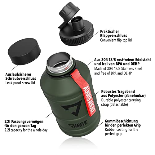 ABOVE. Trinkflasche Edelstahl 1,3L - 2,2L I Extra Trinkverschluss I Water Jug BPA Frei I Trinkflasche 2L auslaufsicher… - Image 4