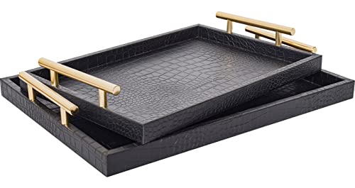 Black Embossed Tray Set