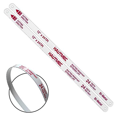 HAUTMEC 24 TPI 12´´ Length Hacksaw BI-METAL Replacement Blades High Speed Steel Grounded Teeth, 2 Pack, HT0017-2PC