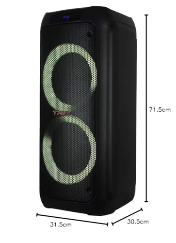TRC 5590 - Caixa de Som Amplificada Portátil com Bluetooth; Controle Remoto; Entrada USB; Iluminação em LED; Disco Ligthing; Microfone com Fio e TWS; – 1000W RMS; Black glide
