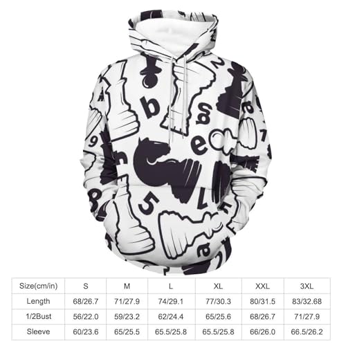 Sweat à capuche échecs noirs blancs UMENG pull unisexe taille S