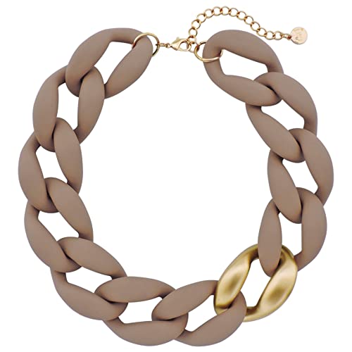 Firstmeet Statement Chunky Acrylic Brown Chain Link Choker Necklace For Women cover