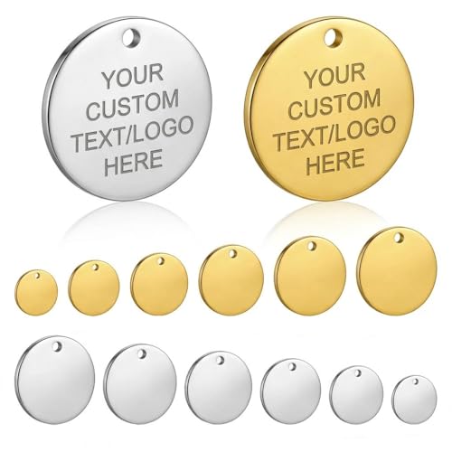 Étiquettes rondes personnalisées en acier inoxydable, breloques en métal gravées au laser, pendentif avec logo personnalisé, 1,5 mm d'épaisseur, 10 à 30...