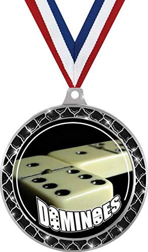 Medalla Dominoes Black Trellis Plata 2.5"