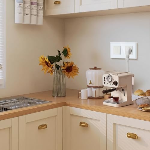 BSEED Lichtschalter mit Steckdose 3 Fach 2 Wege,10A Kristall Glas Platte Wandschalter mit 16A Schuko Steckdose Wei&szlig;,Physische Unterputz Wechselschalter mit Steckdose- 157mm