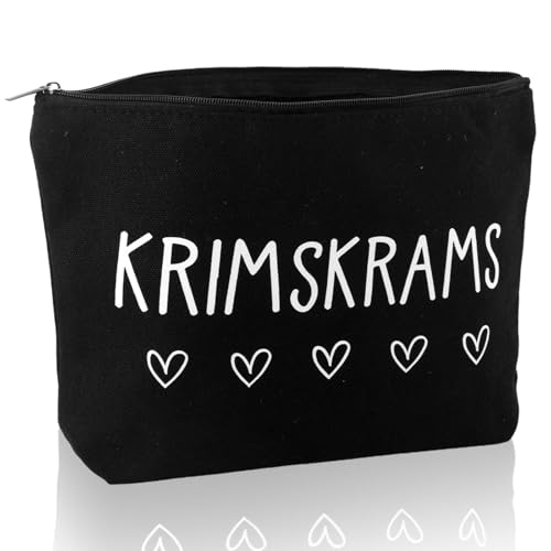 GWAWG Krimskrams Kosmetiktasche Reise Klein Schminktasche mit Spruch Schwarz Make Up Tasche Kulturbeutel Cosmetic Bag Organisation Damen Mädchen Leicht Langlebig Geburtstag Weihnachten Muttertag