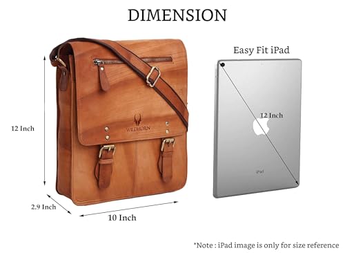 Image of WildHorn Genuine Leather Sling Messenger Bag | Stylish, Functional & Spacious | Buckle Closure | Adjustable Strap | 1-Year Warranty