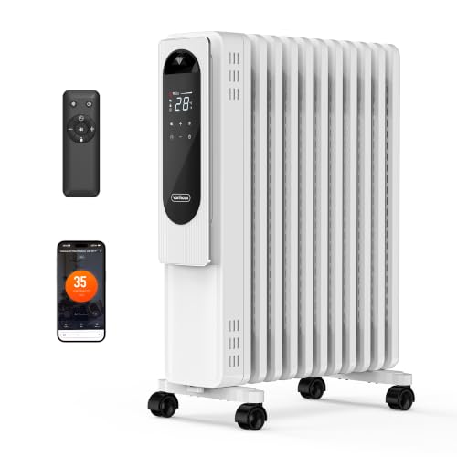 Image of VonHaus Oil Filled Radiator 11 Fins U Shape – w/WiFi, Remote, 2500W – White