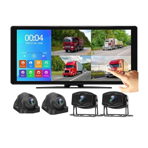 Cámara Visión Trasera Grabadora DVR para Vehículo 1036 Pulgadas 4 Canales 1080P Cámaras Respaldo AHD MP5 Bluetooth FM Monitor Táctil para Camión Autobús Y Remolque(None,Only AHD Monitor)
