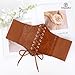 TRIWORKS Corset Belt for Women, Lace Up Elastic Waist Belt,Tied Waspie Corset Belts for Women Halloween Costume,Brown,Fit Waist 47