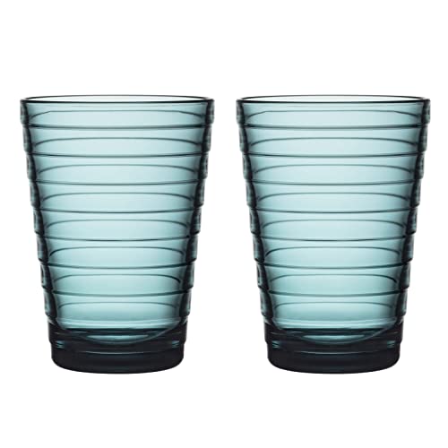 Iittala [A] Aino Aalto Glas - 2er Set, 22cl, Aquablau - Funktionalismus Design Aus Finnland