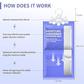 CLEVAST Moisture Absorbers Packets 10 Pack, Dehumidifier Bags for Closet, Unscented Hanging Humidity Absorber in Wardrobes, Bedrooms, Bathrooms(Net Wt. 230g/Pack)