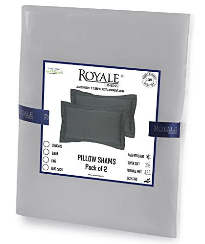 Royale Linens Pillow Shams 2 Pack Queen Size 20X30 Inch - Brushed 1800 Microfiber - Bed Pillow Shams, Wrinkle & Fade Resistant Super Soft And Cozy - Envelope Closure - Oxford Pillowcase (Queen,Silver) #TOP7