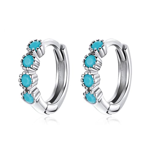 Boucles d'oreille en Argent 925 et Zircon Bleu Étincelant pour Femme