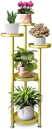 Plant Stand Indoor,Metal Outdoor Plant Shelf Tall for Small Plants,39 inches in Height,Tiered Plant Holder Table Plant Pot Stand for Living Room Corner Balcony Window Patio,Gold（5 Tiers）