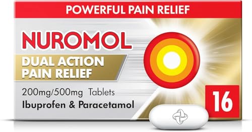 Nuromol Dual Action Ibuprofen Paracetamol Tablets, 16 Count - Strong Painkillers for Joint, Period, Back Pain & Fever Relief