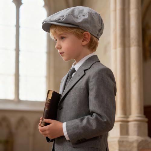 Bienzoe Boys Newsboy Baker Hat: Kids Cotton Linen Golf Outfit Cap Denim 6/8