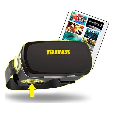 Heromask PRO - Virtual Reality Gaming Headset + Free VR Games Guide. Gamer Button and Fabric finishes. Compatible with Android Phone and iPhone 11, X, 8, 6... Samsung s10, s9, s8, Note 10, Note 9 etc Cover