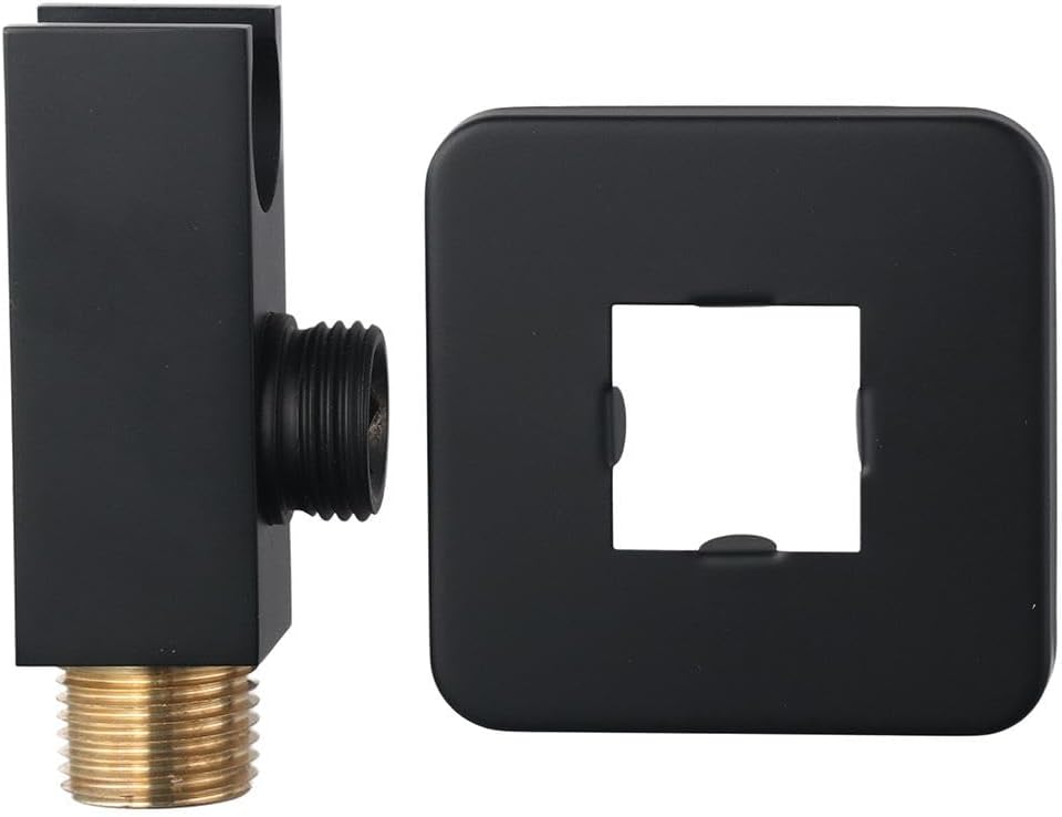 Wall Supply Elbow with Handheld Shower Holder Square Bracket with Flange Shower Hose Connector Wall Mounted Drop Union Male Water Outlet