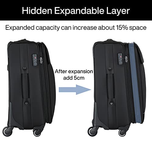 Hanke 3-Piece Set Softside Expandable Luggage Sets With Spinner Wheels, Upright Suitcase With Tsa Lock, Extra Large Rolling Luggage For Family Travel,Nestable Storage 20/24/28(Black) #TOP7