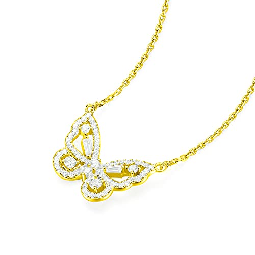 Collier pendentif pour femme S925 plaqué argent collier cubique zircon papillon colliers pour femme cadeau pour mariage Saint Valentin anniversaire anniversaire fête des mères Noël-couleur dorée Cover
