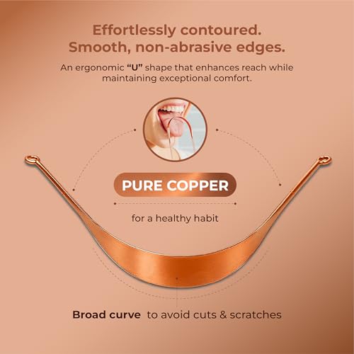 Image of IMECO Copper Tongue Cleaner (2 Pack) | Unisex | U-Shaped Tongue Scraper with Travel Pouch | Comfortable & Flexible Handle | Reduces Bacteria & Bad Breath | 100% Pure Copper | Antimicrobial Properties