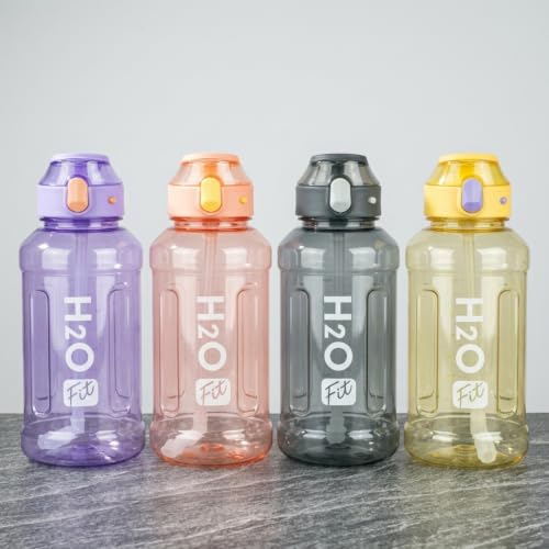 H2O Kilitli Fit Tritan Matara 1,3 L, Dahili Pipetli, Taşıma Kulplu Hafif Spor Suluk, Asorti Renk