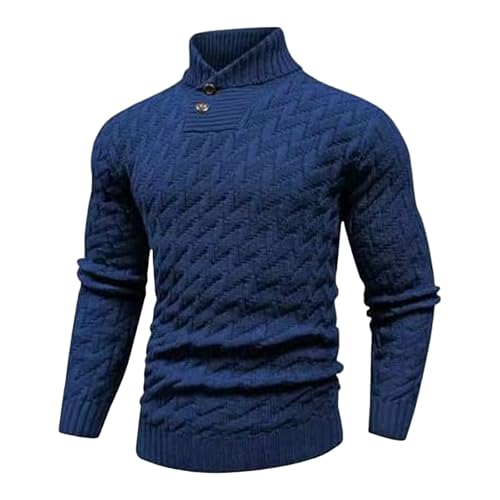 Men's Dressy Cable Knit Sweater Lapel Buttoned Mock Neck Pullover Fall Winter Cozy Warm Long Sleeve Sweaters2