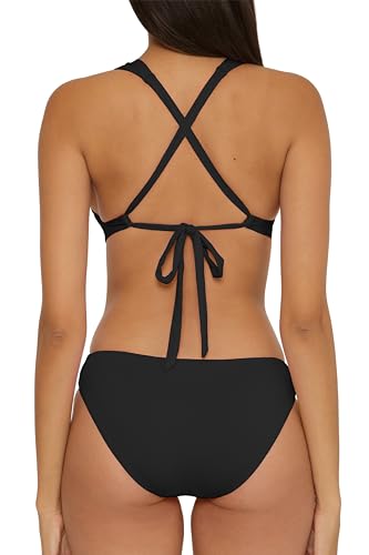 BECCA Women's Color Prism Halter Top and Hipster Bottom Bikini Set, Adjustable, Two Piece Swimsuits3