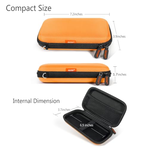 GLCON External Hard Drive Case - Shockproof EVA Carrying Case for WD My Passport Element Seagate Expansion Backup Toshiba - Portable Hard Small Travel Electronic Power Bank Storage Pouch (Orange)