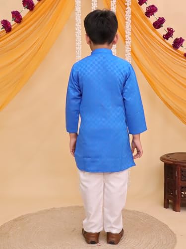 Image of AJ DEZINES Boys Cotton Full Sleeve Printed Kurta Pajama Set for Kids - Ethnic wear | Special Occasion & Traditional Outfit |Boys Kurta Pyjama Set - Regular Fit